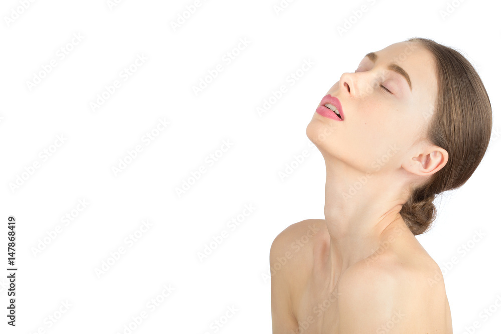 young beautiful naked sensual aroused woman isolated on white background young beautiful naked sensual aroused woman isolated on white background