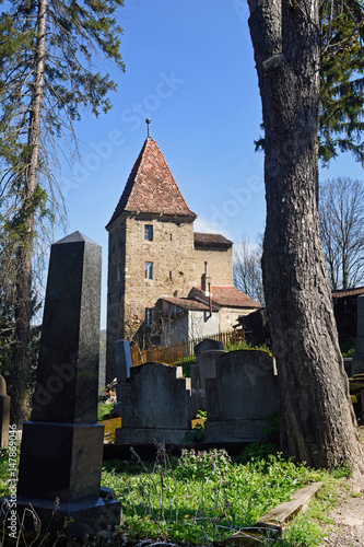 Ropemakers Tower on the Hill in Sighisoara town in Romania photo