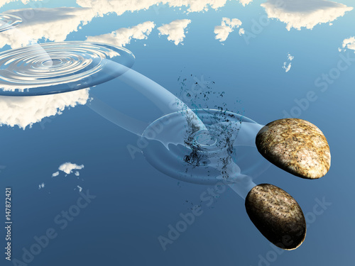 Ricochet of a stone on the water