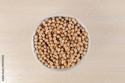 soy beans on wooden table