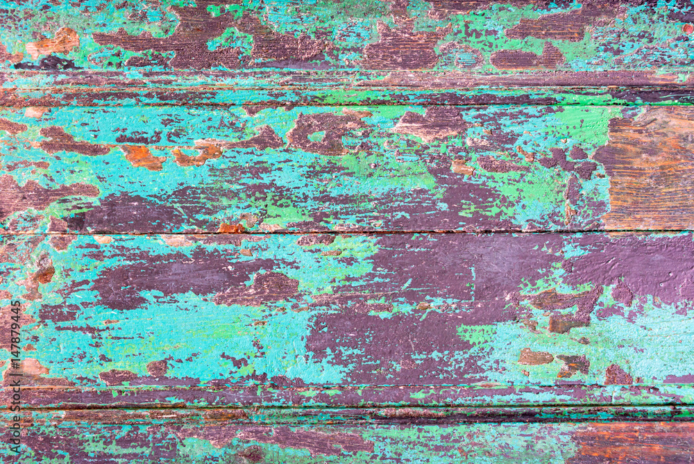 Abstract grunge wood planks texture background with peeling blue paint Abstract grunge wood planks texture background with peeling blue paint