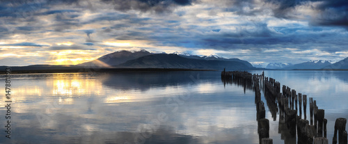 Abandoned pier at Puerto Natales, Chile, the gateway to Torres del Paine National Park photo