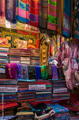 Different patterns of silk scarf on traditional market