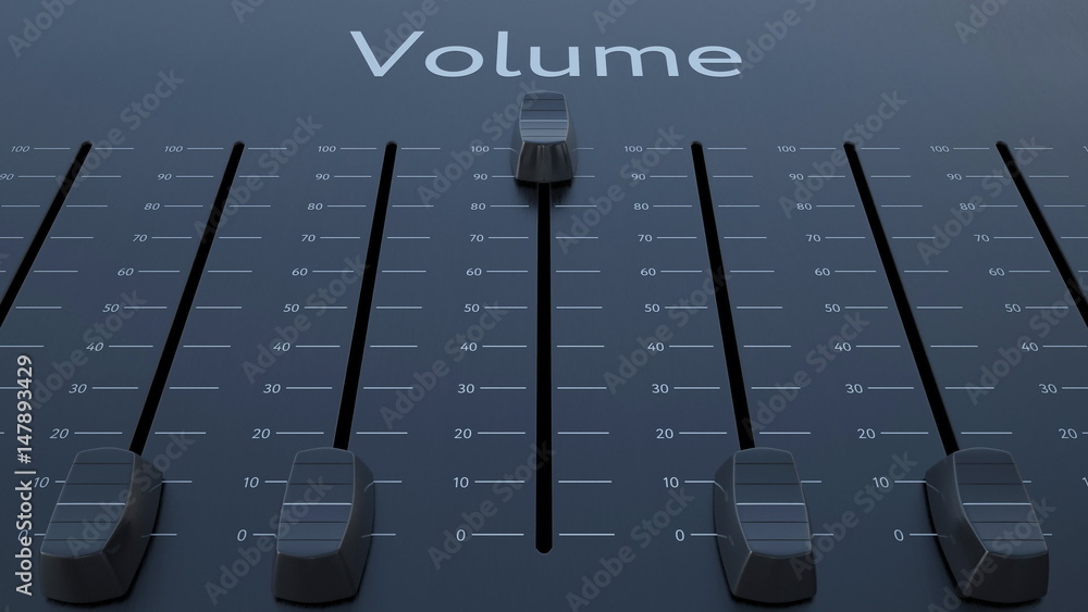 © Alexey Novikov - Sliding fader with volume inscription. Conceptual 3D rendering
