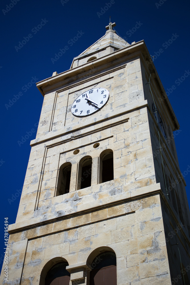 Church tower in Primosten, Croatia