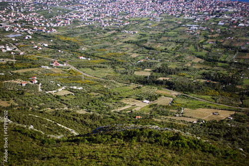 View from Kozjak mountain on Kastela, Croatia photo