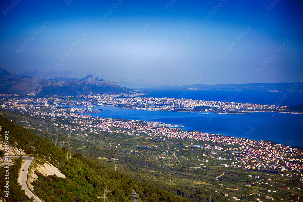 View from Kozjak mountain on Split and Dalmatia