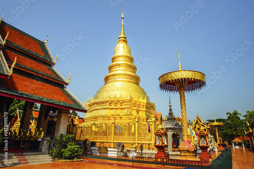 LAMPHUN-APRIL,21 :Wat Phra That Hariphunchai pagoda temple important religious traveling destination in northern province is the most famous temple.THAILAND APRIL,21 2017