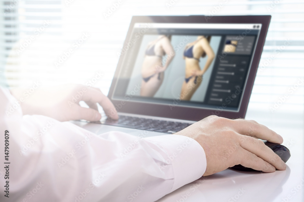 Αυτοκόλλητο Professional photo editor retouching an image of a woman