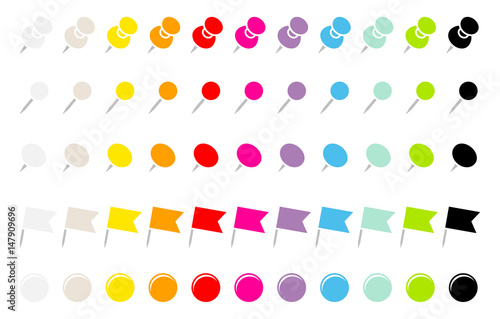 11 Color Pins, Needles, Flags & Magnets Set Graphic