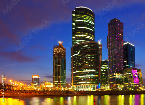   Moscow City buildings in summer night