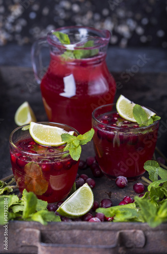 fresh cranberry juice in a glass