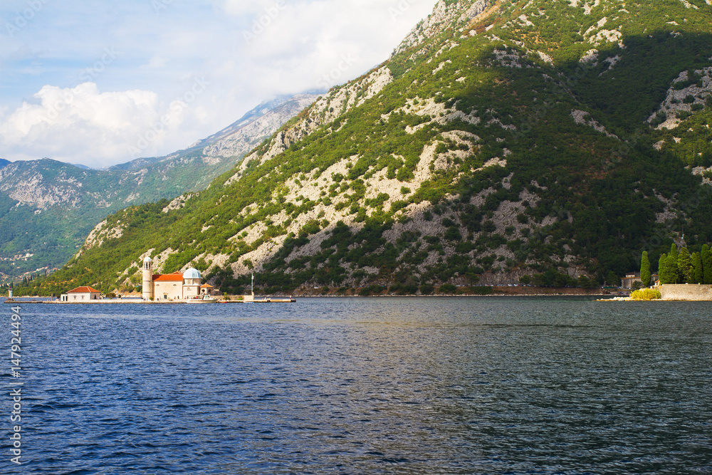 Fjord in Adriatic Sea. Islands Kotor Bay