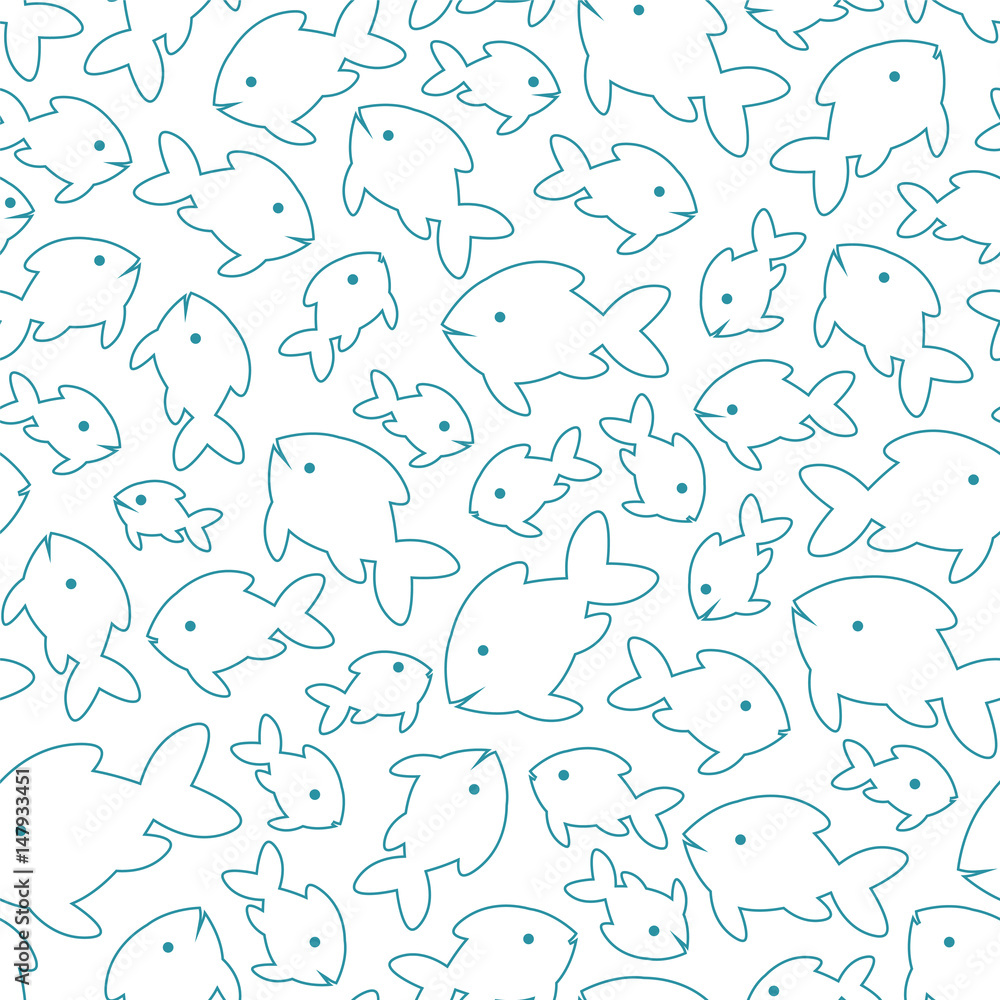 Seamless pattern - linear fishes Seamless pattern - linear fishes