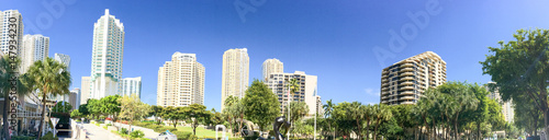 MIAMI - FEBRUARY 2016: Panoramic view of Brickell Key buildings. Miami attracts 5 million people annually © jovannig