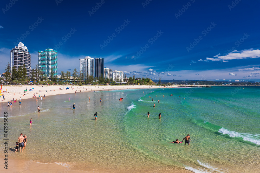 COOLANGATTA, AUS - MAY 01 2017, Coolangatta beach and Rainbow Bay, Gold Coast, Australia