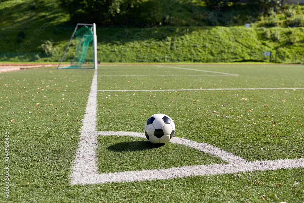 soccer ball on football field soccer ball on football field