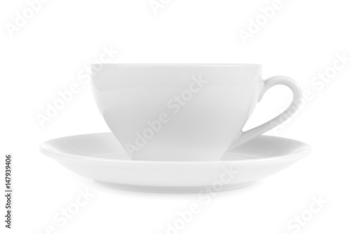 White coffee cup isolated on white background.