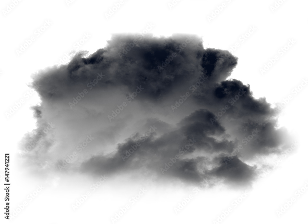 Black cloud or smoke on white background