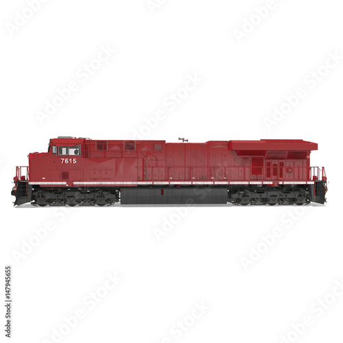 Diesel Locomotive on white. 3D illustration
