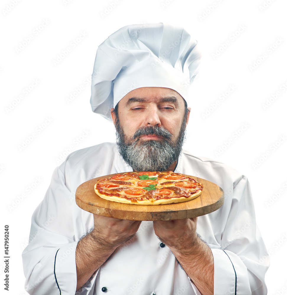 chief cook holding pizza napoletana chief cook holding pizza napoletana