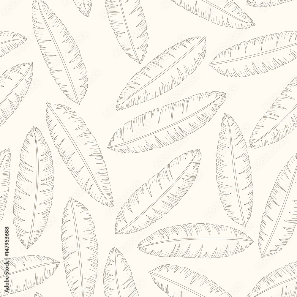 Fototapeta premium Tropical background with palm leaves. Seamless floral pattern