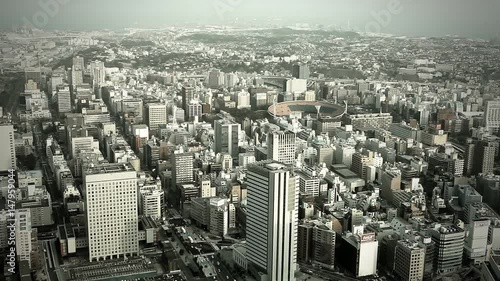 Beautiful view of skyscrapers in megalopolis photo