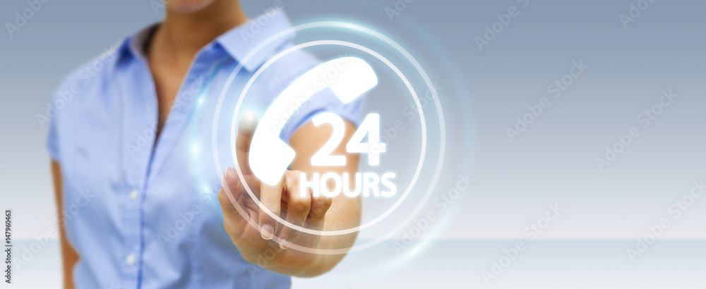 Businesswoman using hotline customer assistance 3D rendering StockFoto