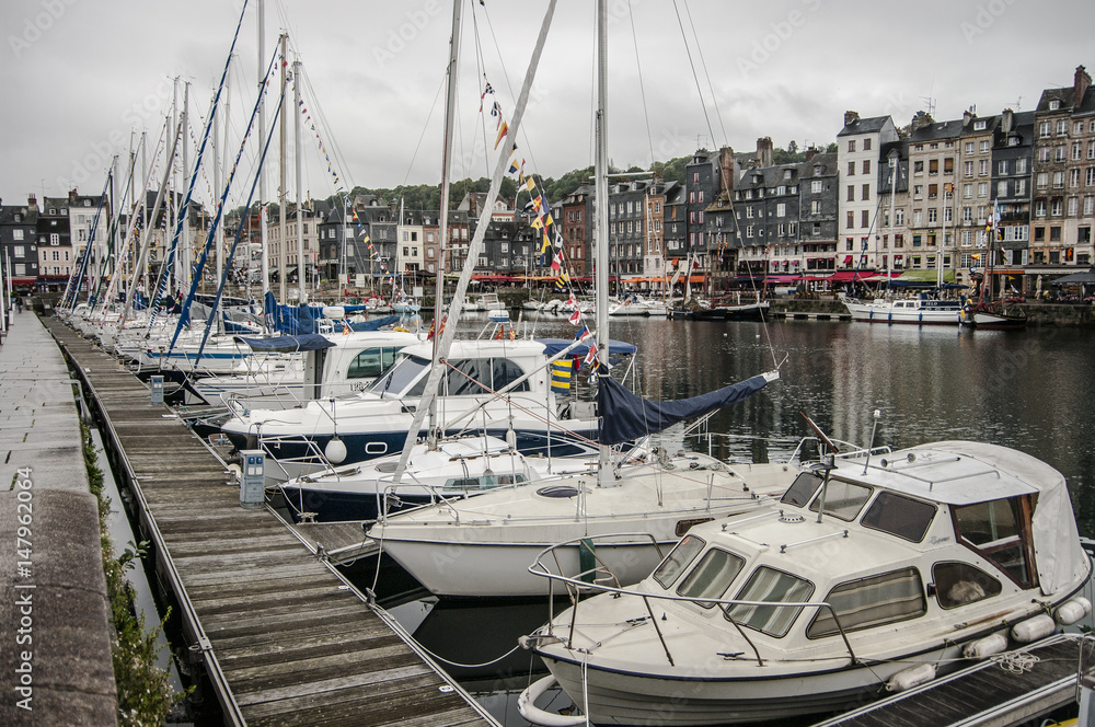 Pier with yachts in the French city of Honfleur