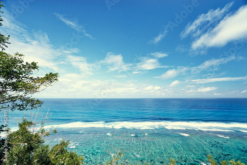 Beautiful seascape with cloudy sky.