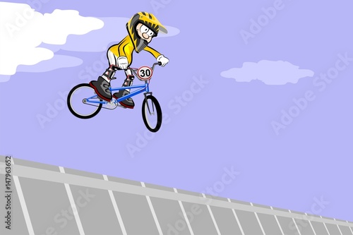 BMX riderjumping and flying