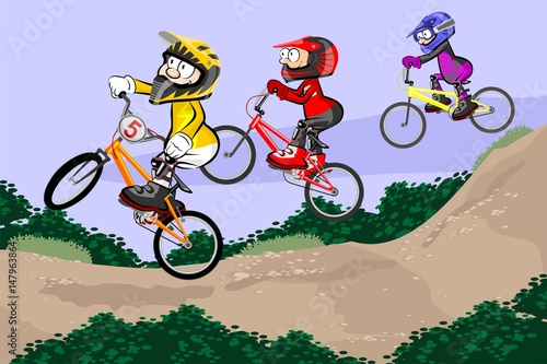 BMX riders competing in the child class