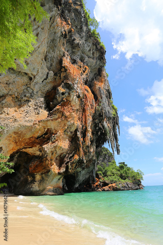 Beatiful green rocks at Railay beach, Krabi, Thailand.
