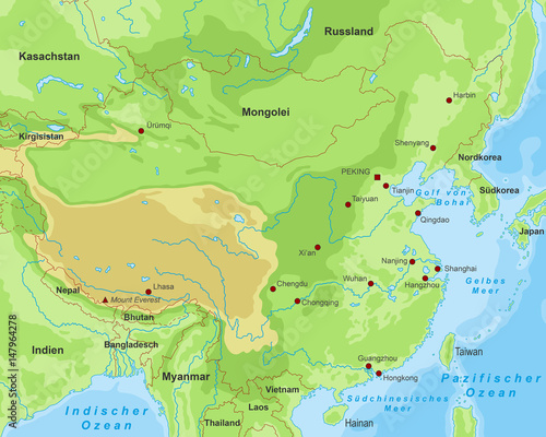 Höhenschichtenkarte von China