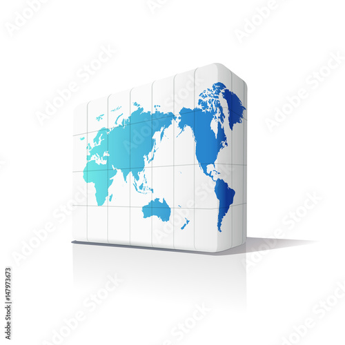 Vector illustration of Earth in box shapes.