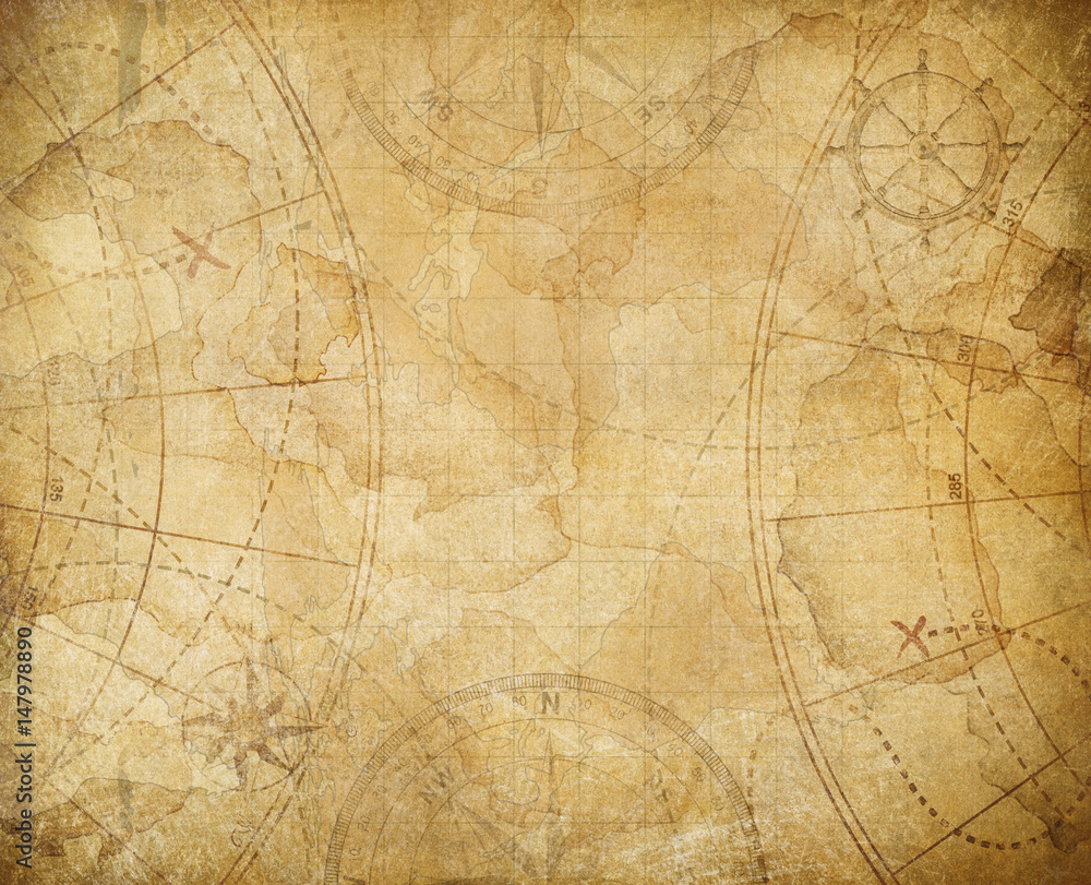 pirates treasure map background illustration