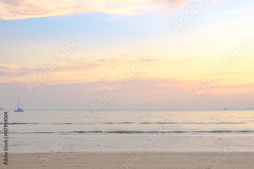 Beautiful tropical Ao Nang Beach Krabi Thailand, Sunset