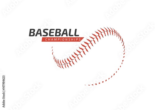 Red baseball ball logo on white background - Championship - Sports baseball competition