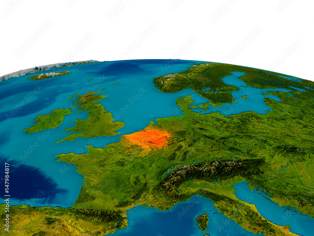 Fototapeta premium Belgium on model of planet Earth