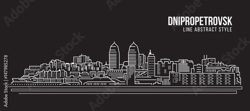 Cityscape Building Line art Vector Illustration design - Dnipropetrovsk city