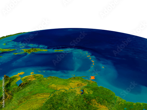 Caribbean on model of planet Earth
