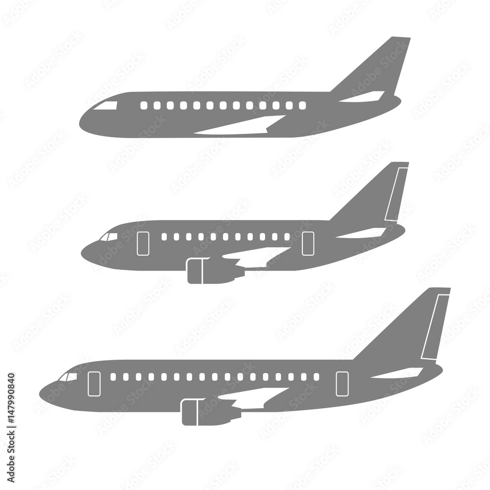 Obraz premium Aircraft vector icons on white background