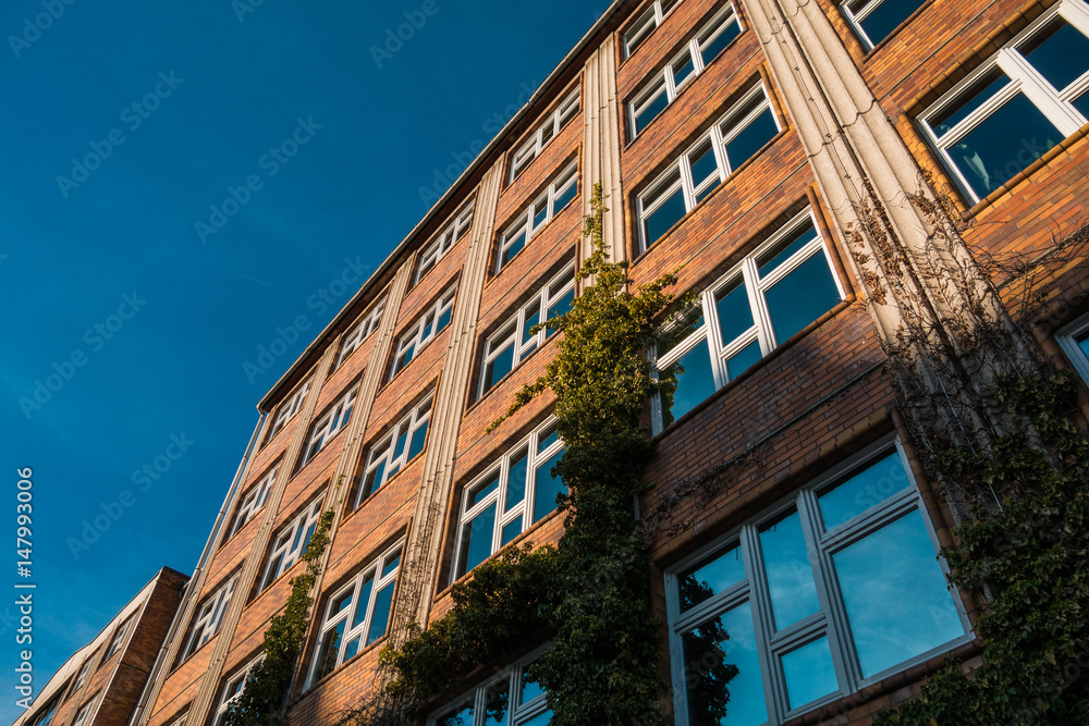 Fototapeta premium low angle view of an old brick facaded building