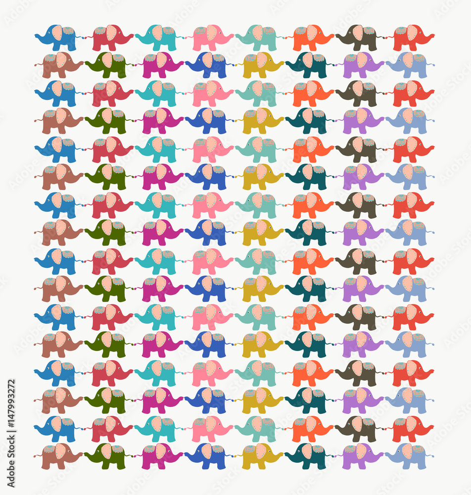 Background with cute colored elephants Background with cute colored elephants