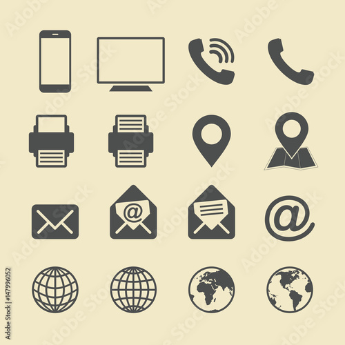 Business Card Icon Set. Web Icons.