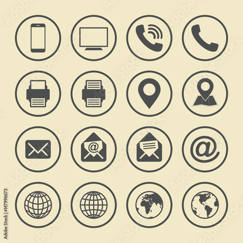 Business Card Icon Set. Web Icons.