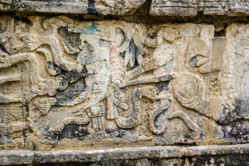 Art Carvings in Chichen Itza Mayan City