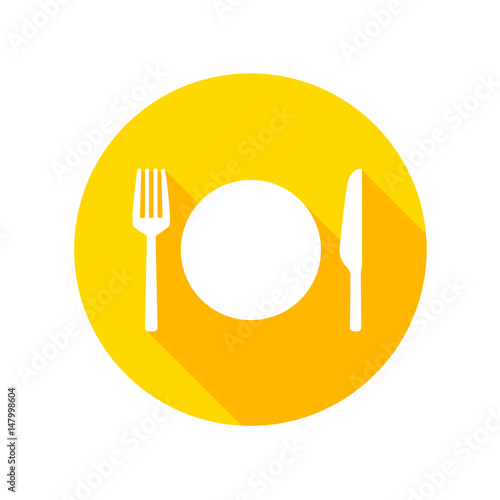Fork plate knife icon vector