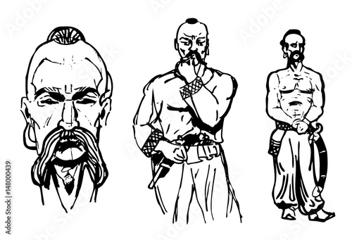 Ukrainian Kozak Portrait Pack, Warrior Figure Sketch