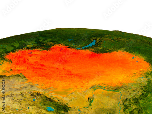 Mongolia on model of planet Earth